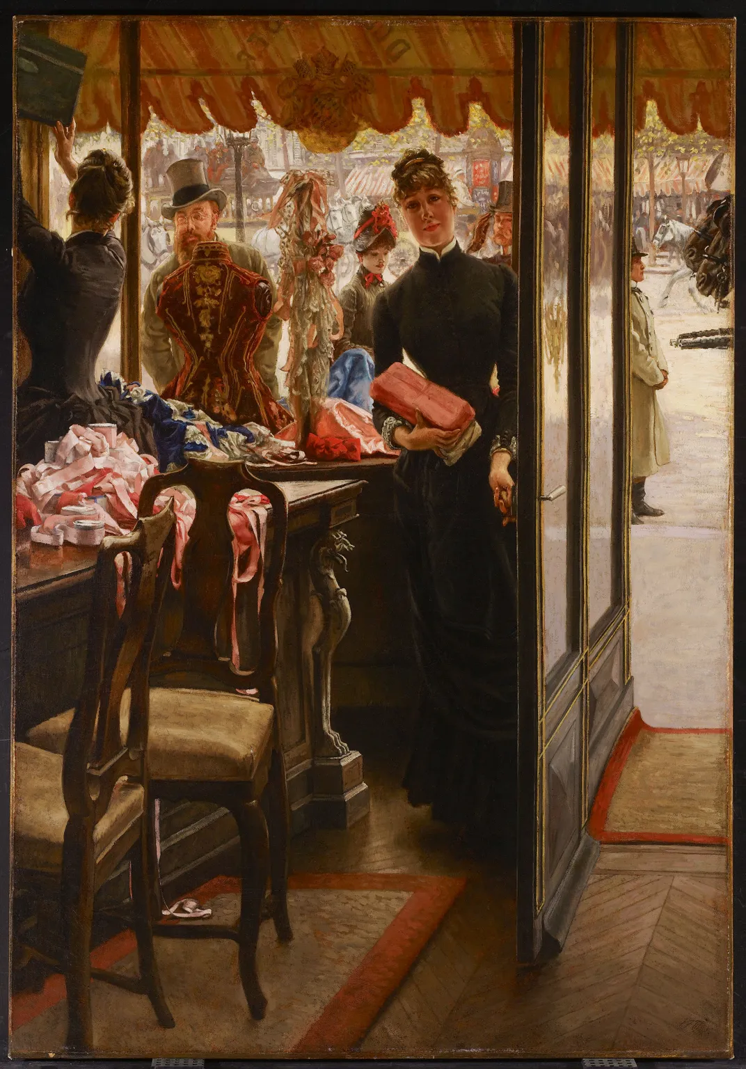 The Shop Girl, James Tissot, circa 1883-1885, oil on canvas